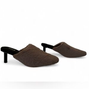 Roam Long Luxe Faux Fur Brown Taupe Kitten Heel Mules size 8
